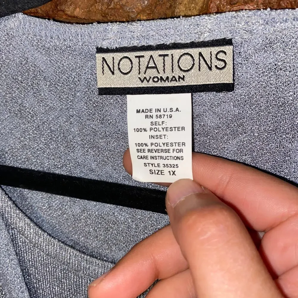 Notations Vintage Gray Textured Knit 2-Piece Cardigan Top Women's Size 1X-